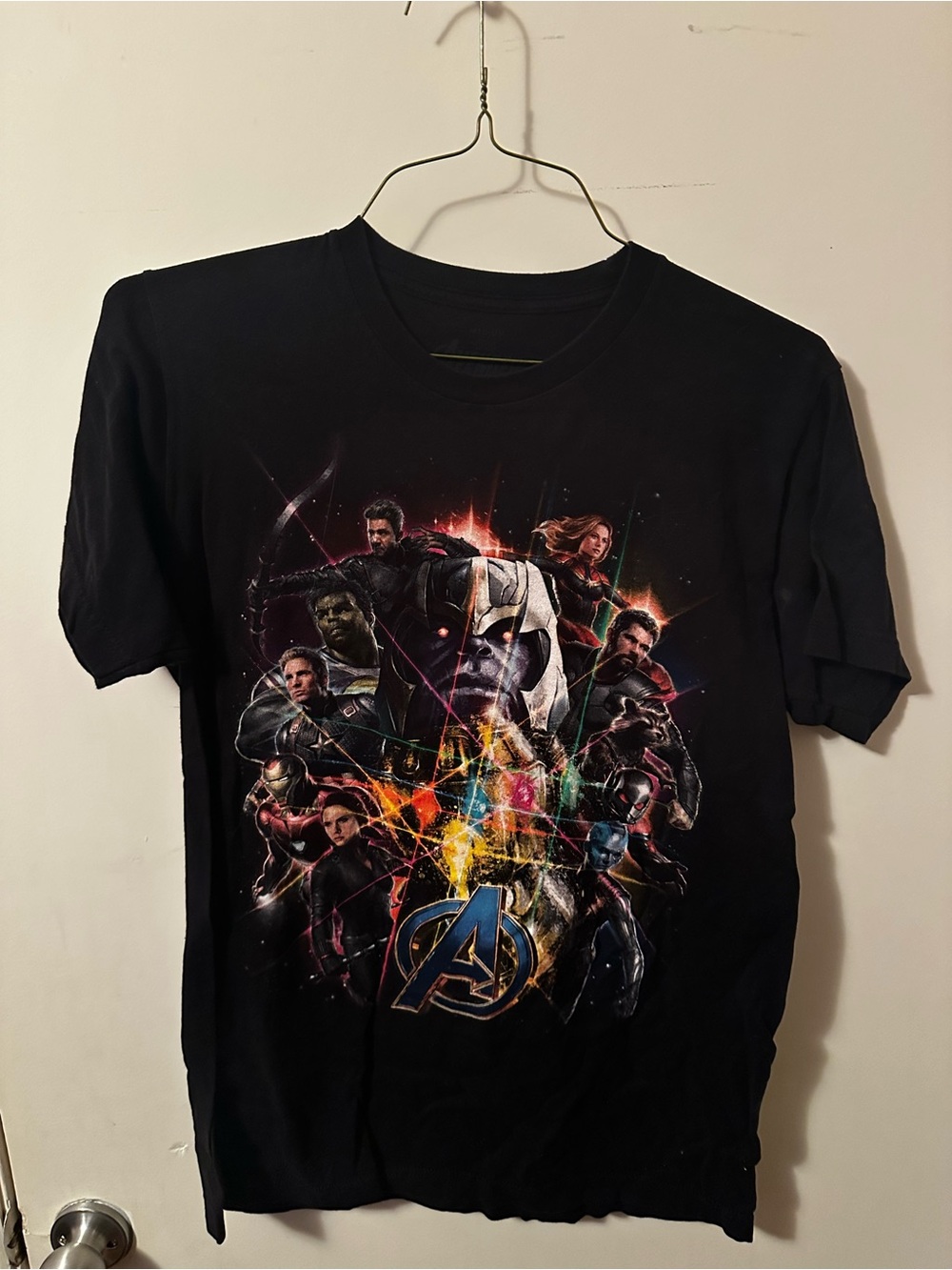 Anvil Black Avengers Graphic Tee with Multicolor Print